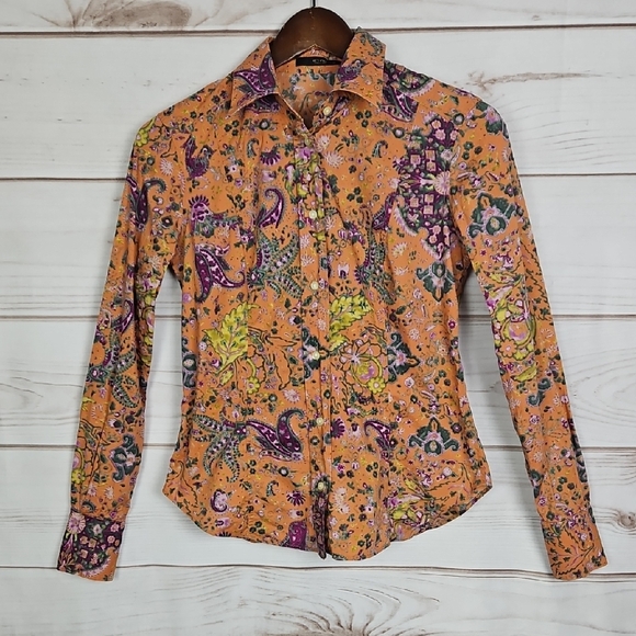Etro Tops - ETRO Multicolor Paisley & Floral Button Down Shirt - Size 40